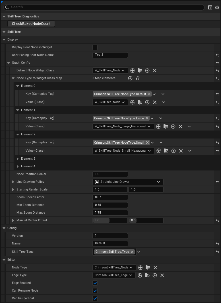 Skill Tree Asset Settings